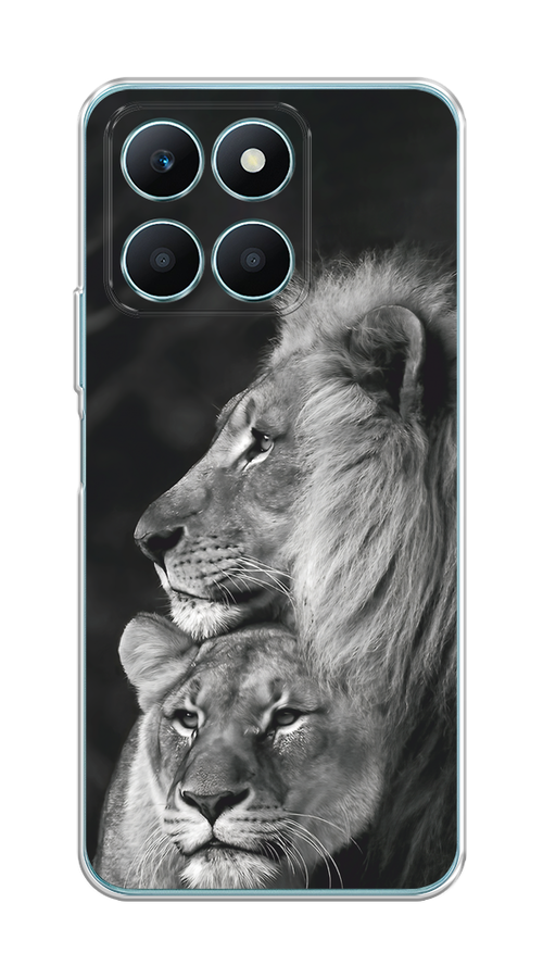 

Чехол на Honor X6A "Львиная пара", Черный;серый;белый, 6122050-1