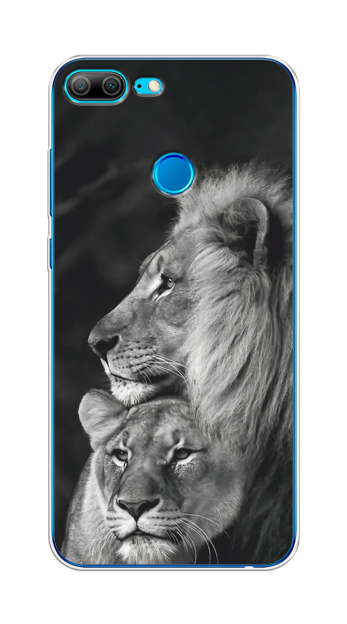 

Чехол на Honor 9 Lite "Львиная пара", Черный;серый;белый, 64250-1