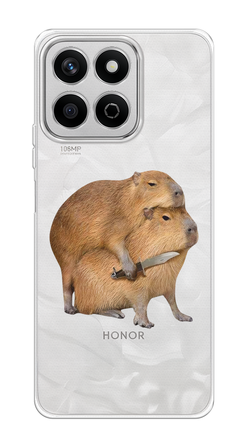 

Чехол на Honor X7c Капибара с ножом, Бежевый, 6125250-1