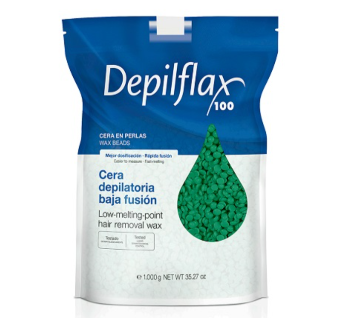 Воск Depilflax в гранулах зеленый 3AB, 1000 г жирорастворимый воск в банках зеленый с хлорофиллом 351 800 мл