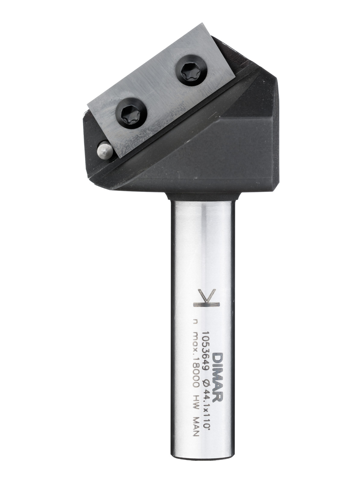 

Фреза DIMAR 1053649 V паз 110 гр. сменные ножи D44,2x15,5 L81 Z1 хвостовик 12,1 053 649, 1053649