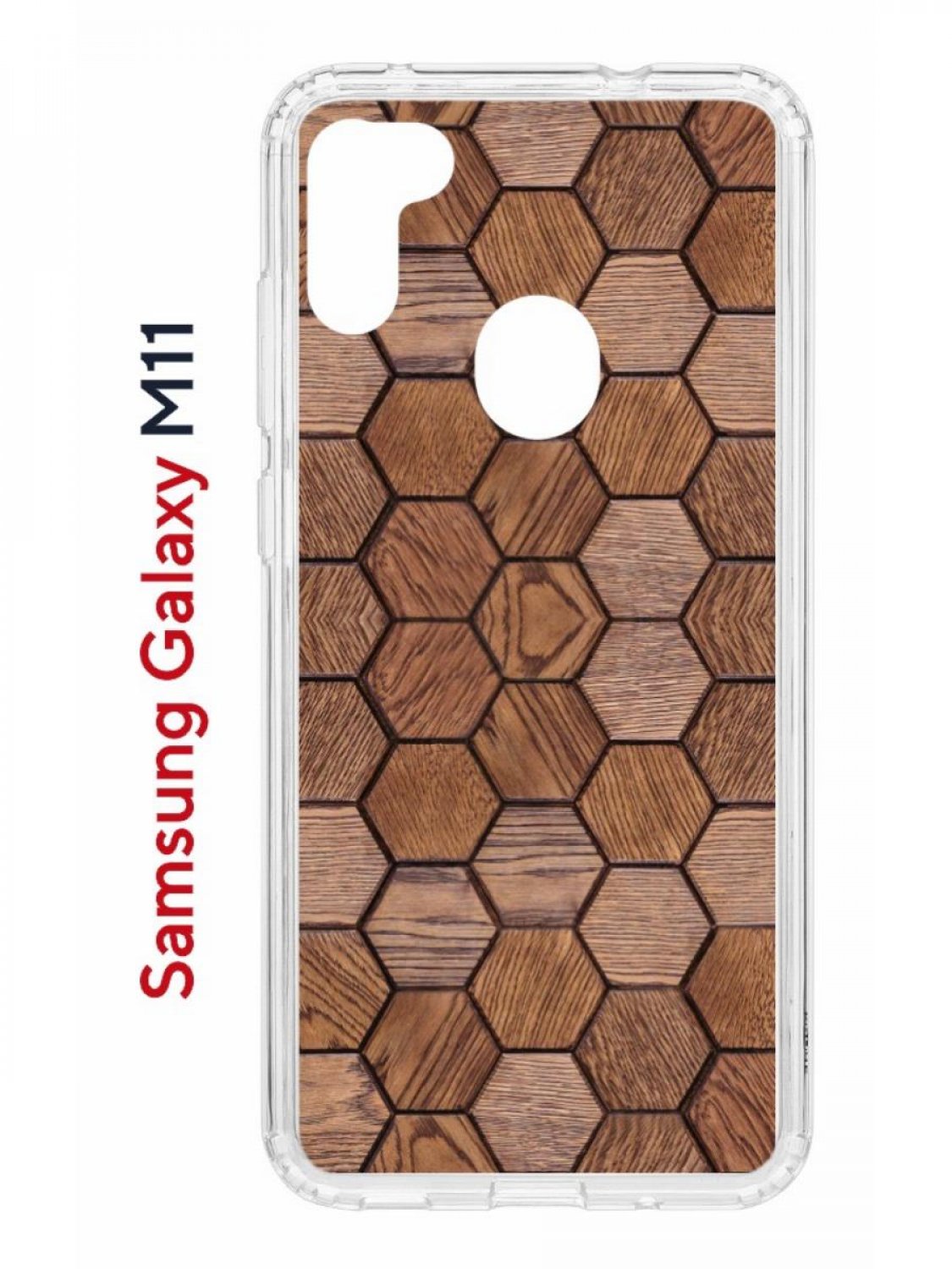 Чехол на Samsung M11,A11 Kruche Print Текстура орех,противоударный бампер,с защитой камеры