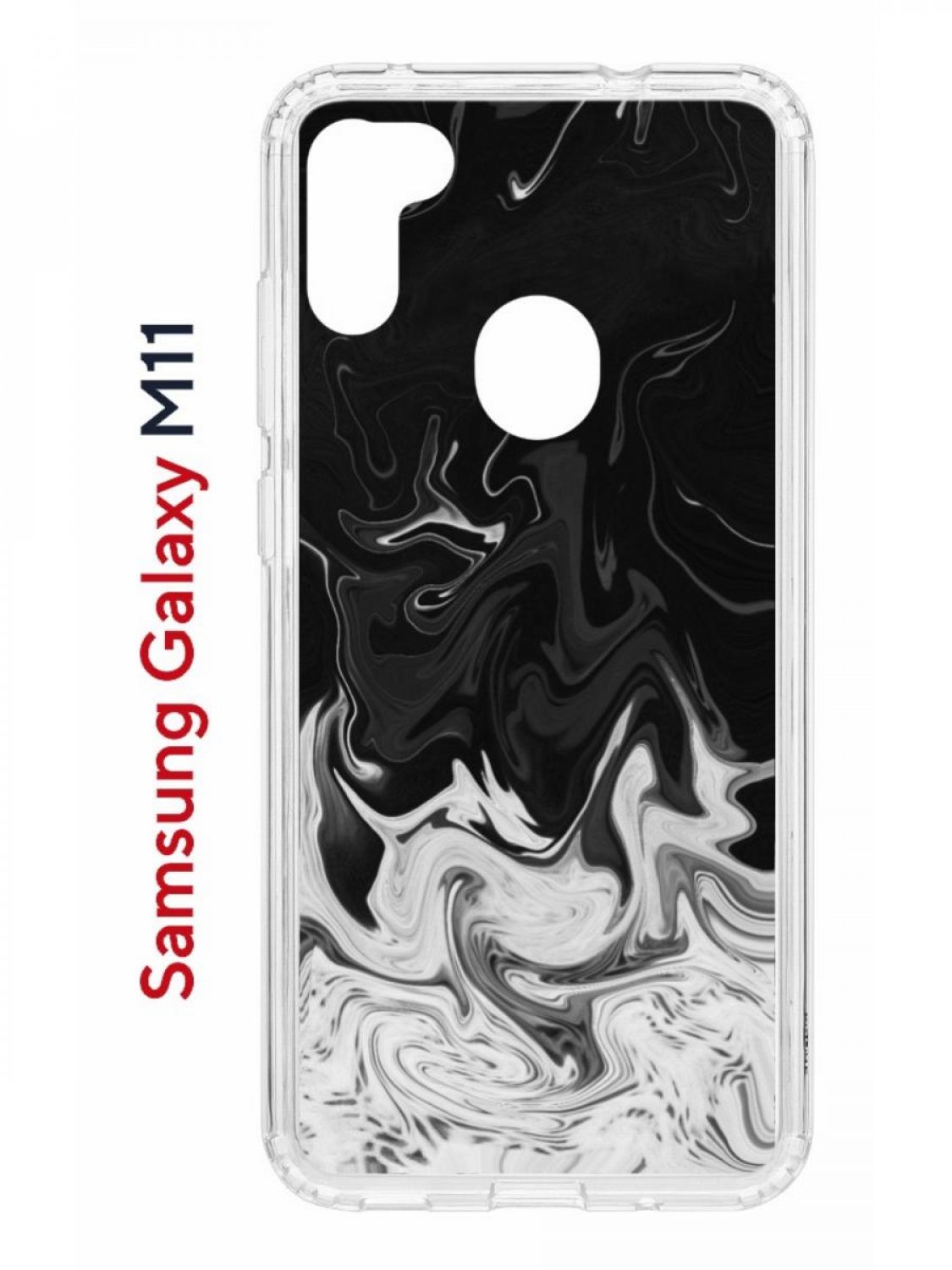 

Чехол на Samsung M11, A11 Kruche Print Разводы краски,противоударный бампер,защита камеры, Прозрачный;черный;белый;серый, Самсунг Галакси А11/М11