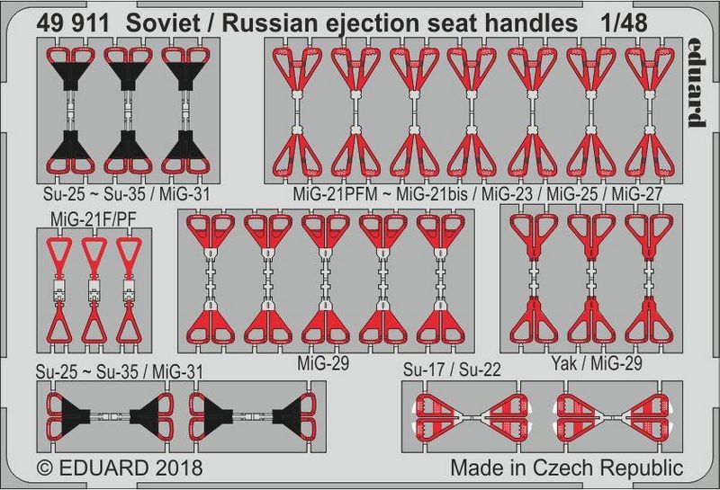 

Фототравление Eduard 49911 Soviet / Russian ejection seat handles 1/48, Цветной