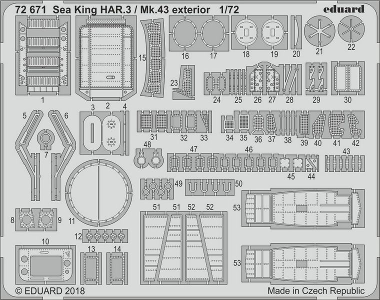 

Фототравление Eduard 72671 Sea King HAR.3 / Mk.43 экстерьер 1/72, Однотонный