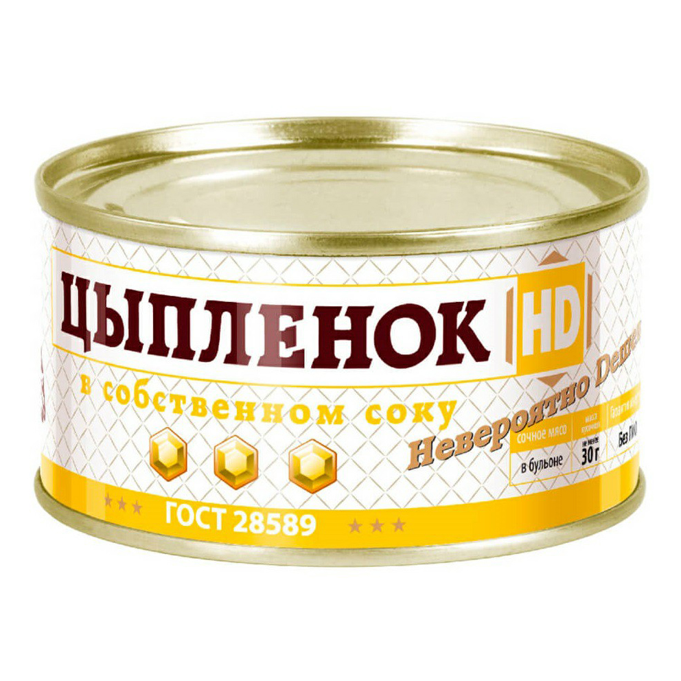 

Мясо цыпленка тушеное HD в собственном соку 325 г