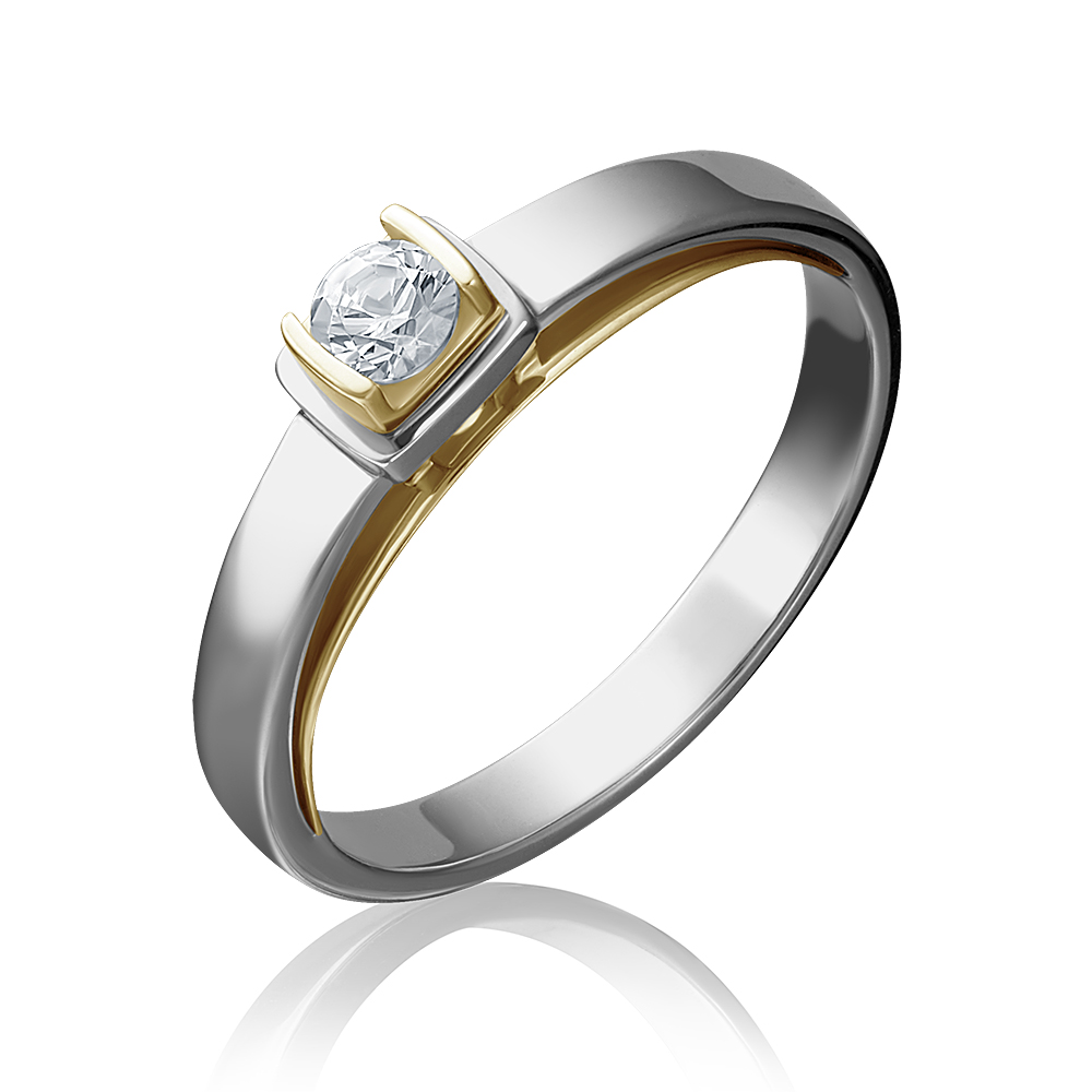 

Кольцо помолвочное из золота с фианитом р. 19 PLATINA jewelry 01-5171-00-501-1121-38, 01-5171-00-501-1121-38