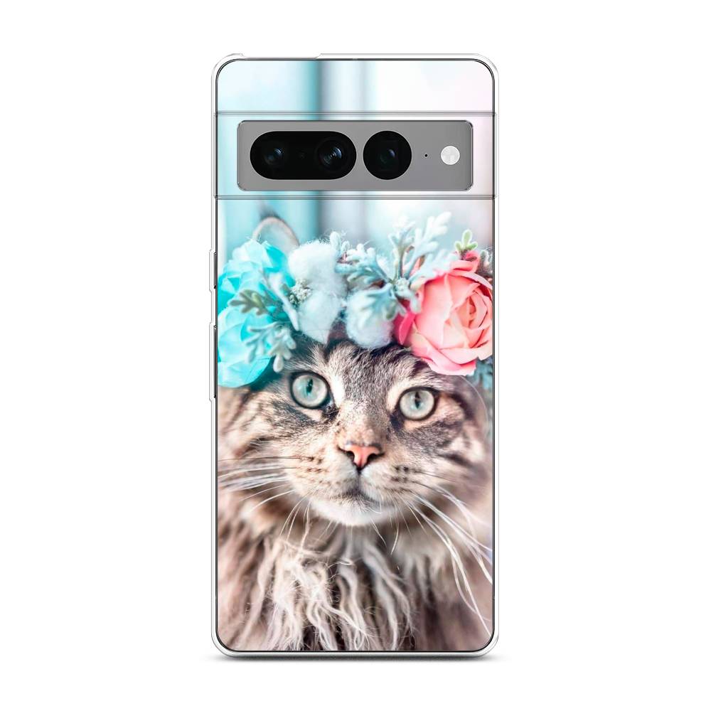 

Чехол Awog на Google Pixel 7 Pro "Кот в венке", Разноцветный