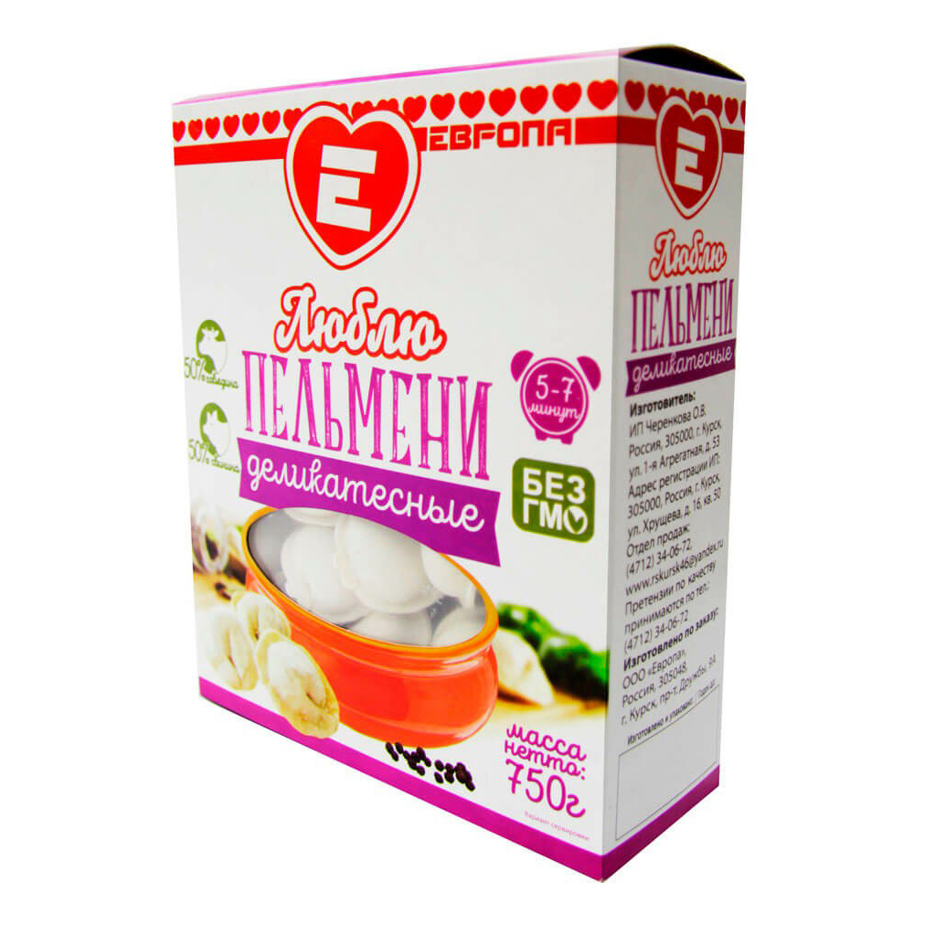 

Пельмени Европа Люблю деликатесные со свининой 750 г