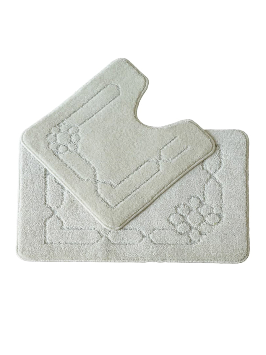 фото Набор ковриков для ванной lama молочный 50x50 и 50x80 арт. укв-10126 kamalak tekstil