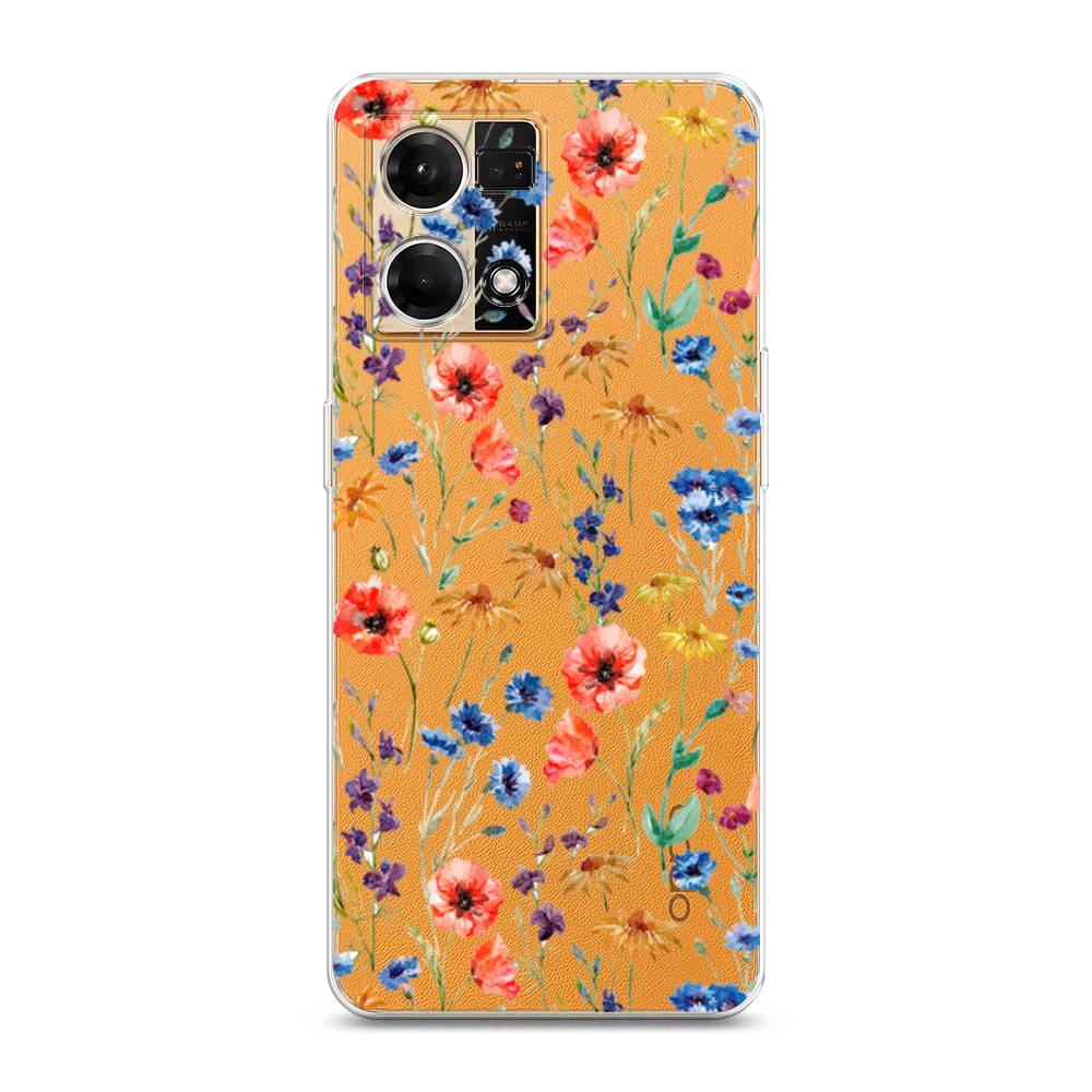

Чехол Awog на Oppo Reno 7 4G/8 4G "Маки и васильки фон"