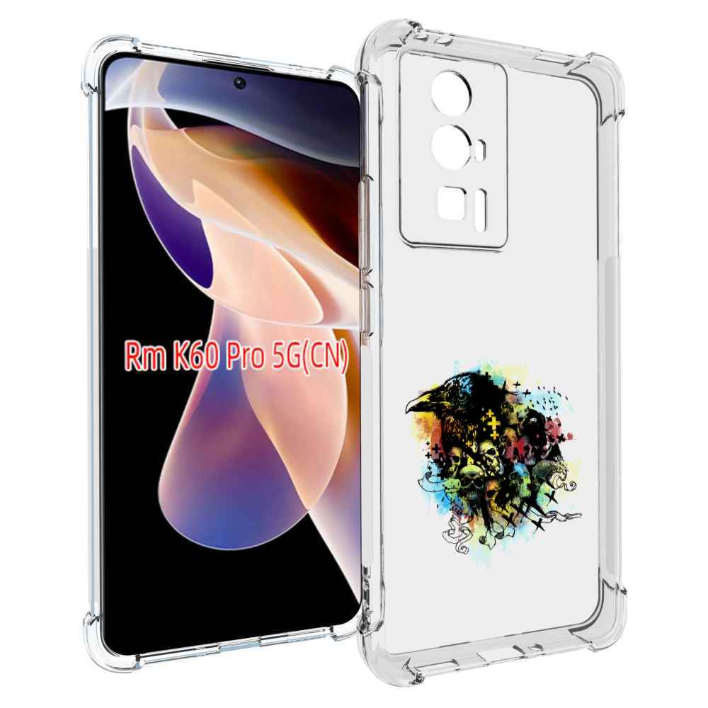 Чехол MyPads ворон и черепа для Xiaomi Redmi K60 Pro