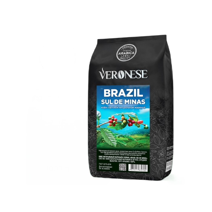 

Veronese Кофе натуральный жареный в зернах Veronese BRAZIL SUL DE MINAS, 1000 г