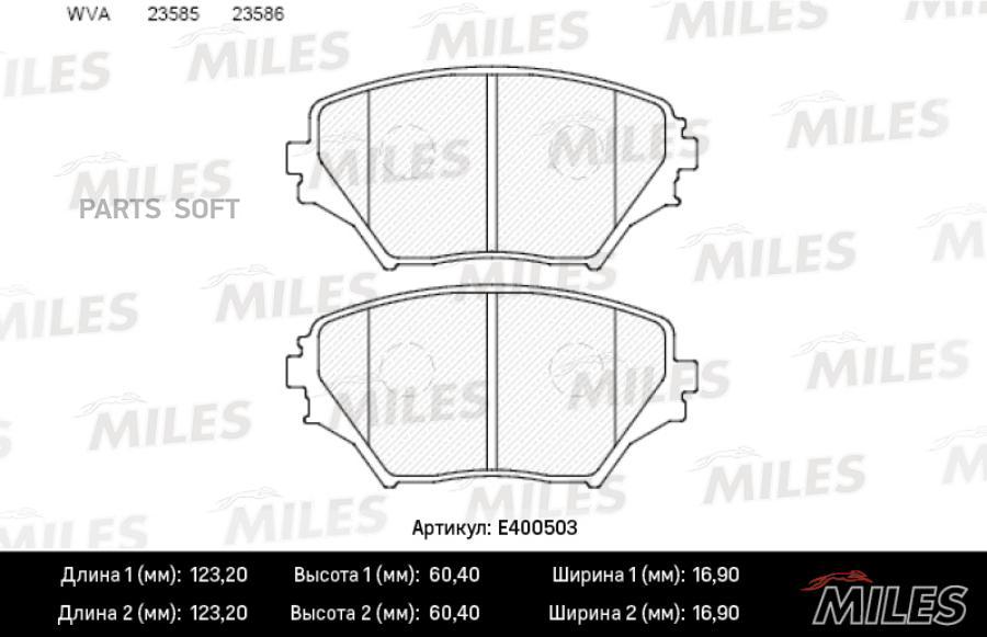 

Колодки тормозные Toyota RAV 4 II 00-06 передние Low-metallic Miles MILES E400503