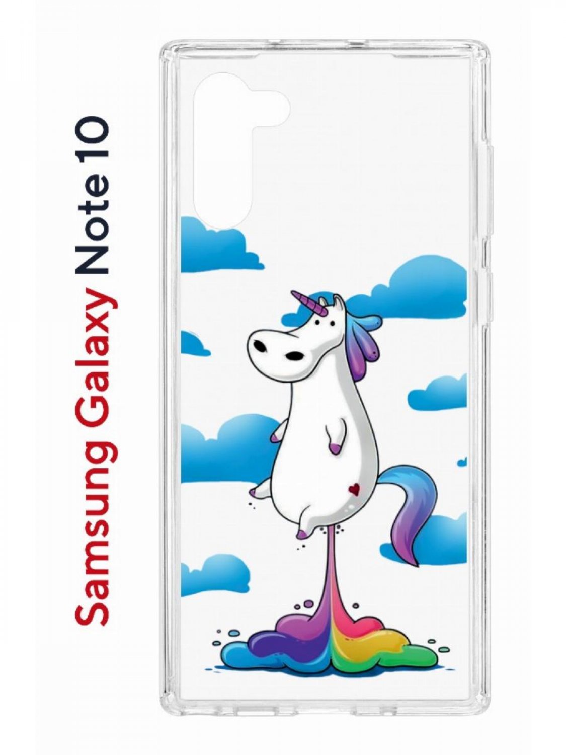 

Чехол на Samsung Galaxy Note 10 Kruche Print Flying Unicorn,противоударный бампер, Прозрачный;голубой;белый;фиолетовый, Самсунг Галакси Нот 10