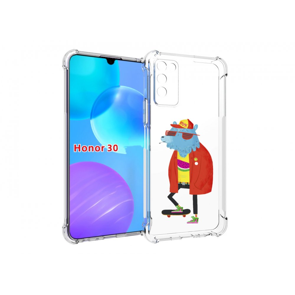 

Чехол MyPads медведь на скейте для Huawei Honor 30 Lite, Tocco