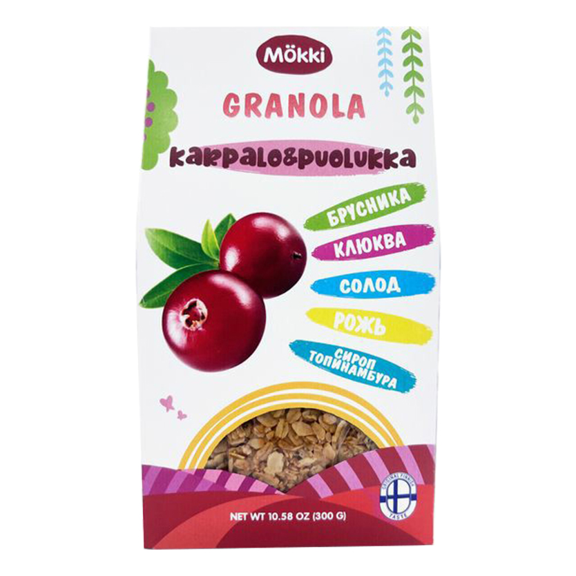 фото Гранола mokki granola karpalo&puolukka брусника-клюква зерновая хрустящая 300 г