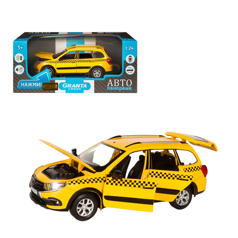 

Машинка металлическая ТМ Автопанорама LADA GRANTA CROSS ТАКСИ 1:24 JB1251204, Желтый