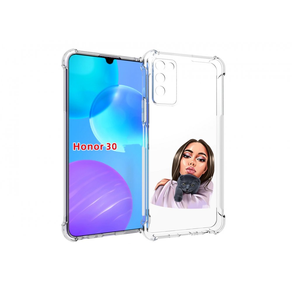 

Чехол MyPads нарисованная-девушка-с-котом женский для Huawei Honor 30 Lite, Tocco