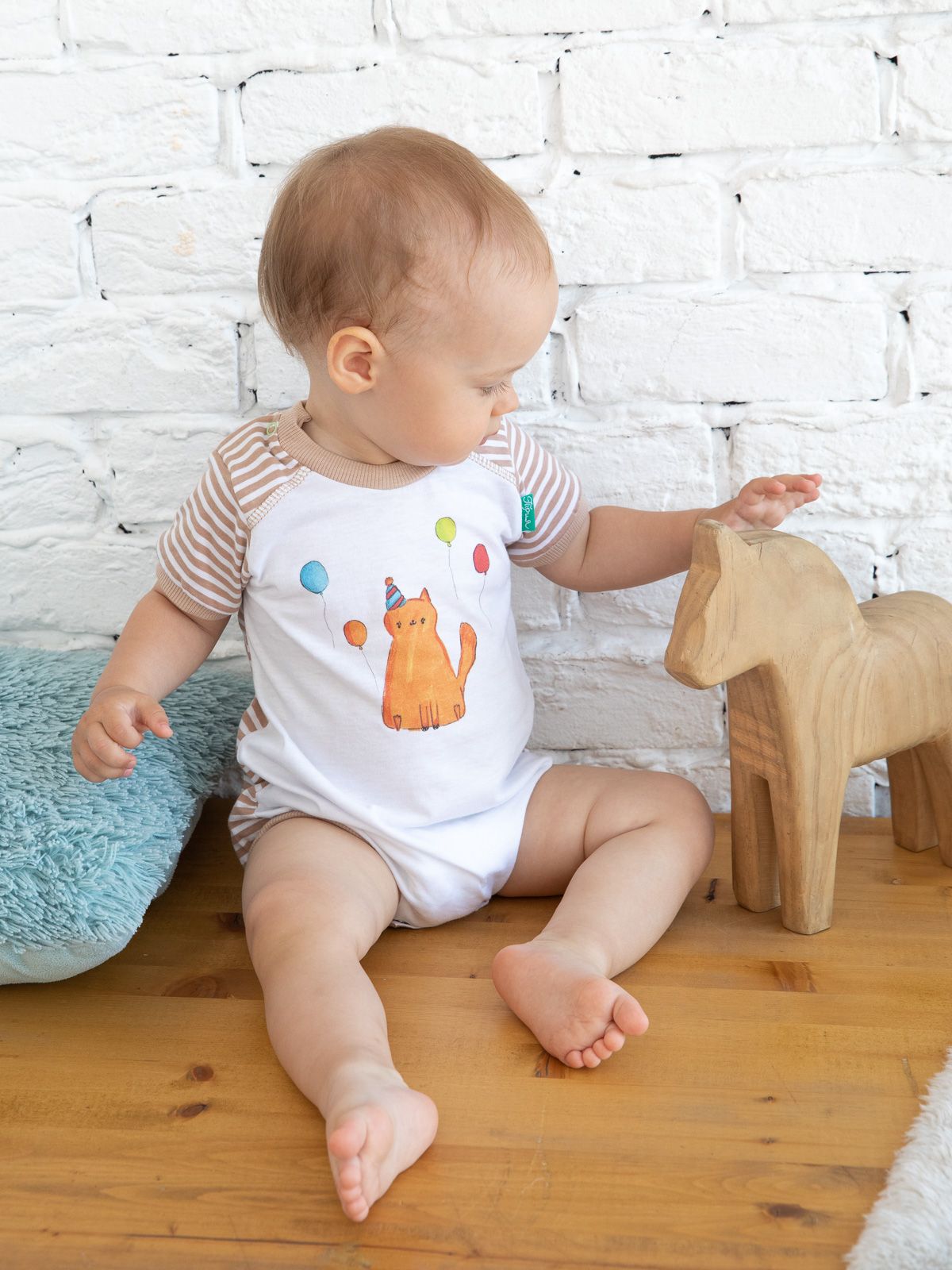 

Песочник для мальчиков Весёлые зверята коричневый, декор: термопечать, размер: 74-80, 925