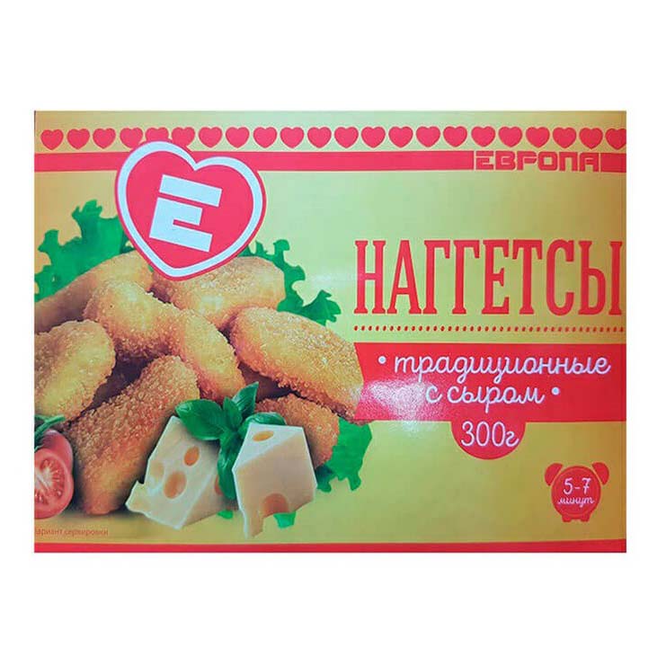 

Наггетсы куриные Европа Традиционные с сыром замороженные 300 г