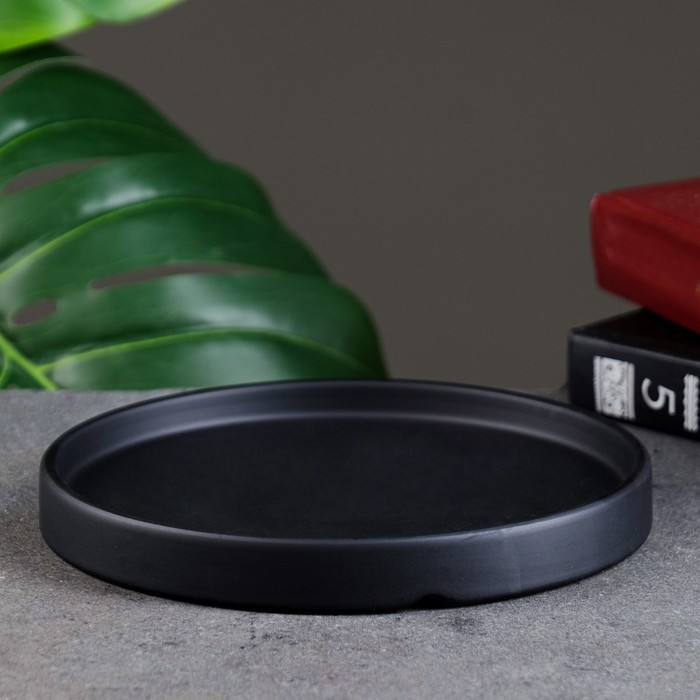 

Подставка керамическая для цветочного горшка 18см черная, Черный