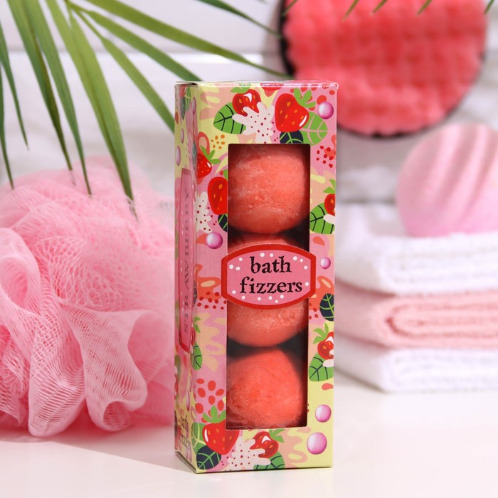 Набор бурлящих шаров для ванн Spa by Lara Клубника, 40 г*3 tik tok girl набор бурлящих шаров для ванны pinky 160