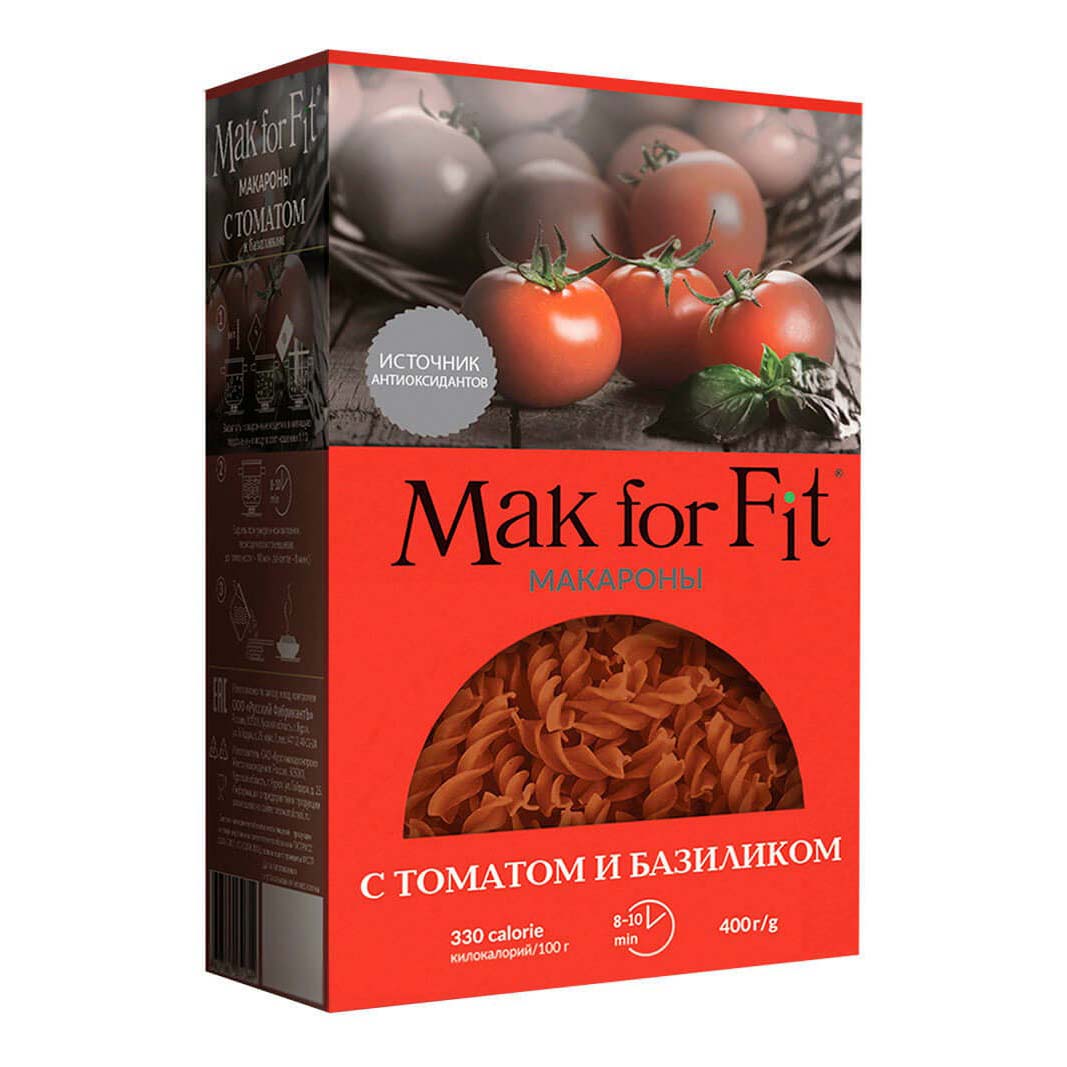 

Макаронные изделия Mak For Fit спирали с томатом и базиликом 400 г