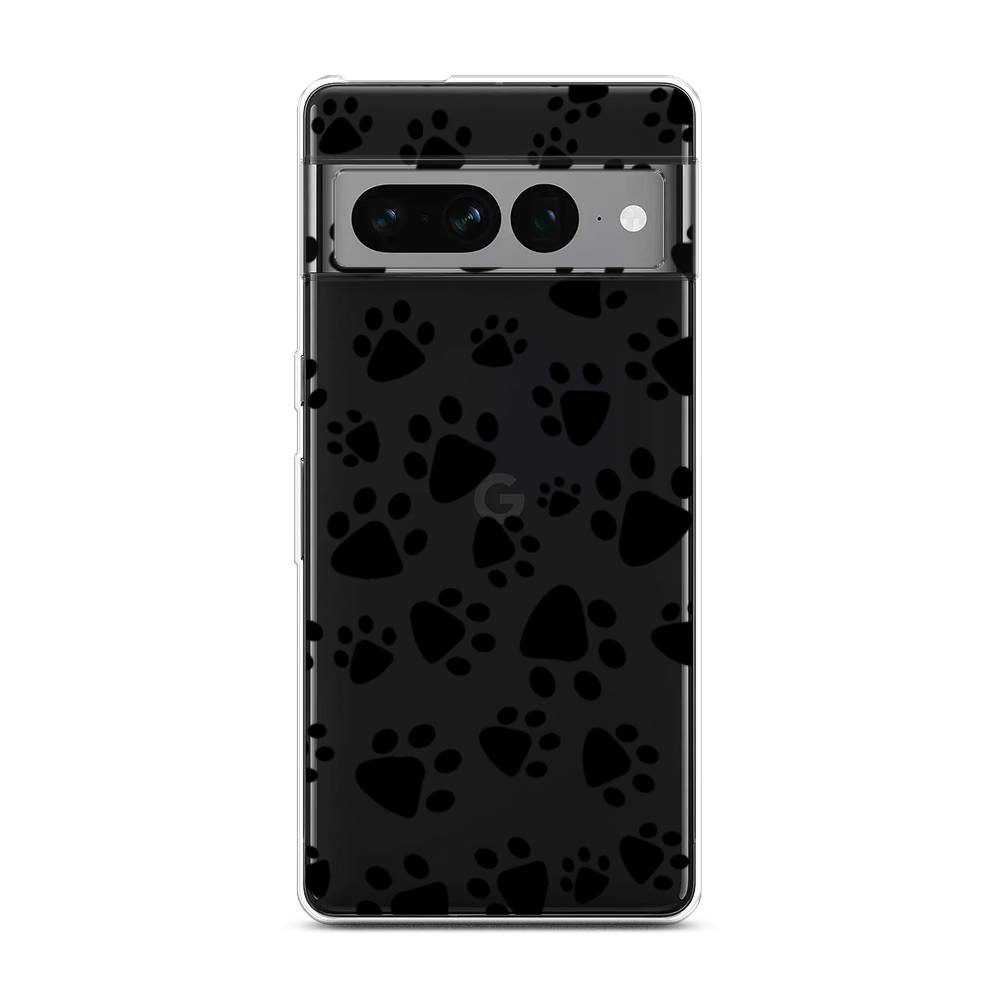 

Чехол Awog на Google Pixel 7 Pro "Лапки черные", Прозрачный;черный