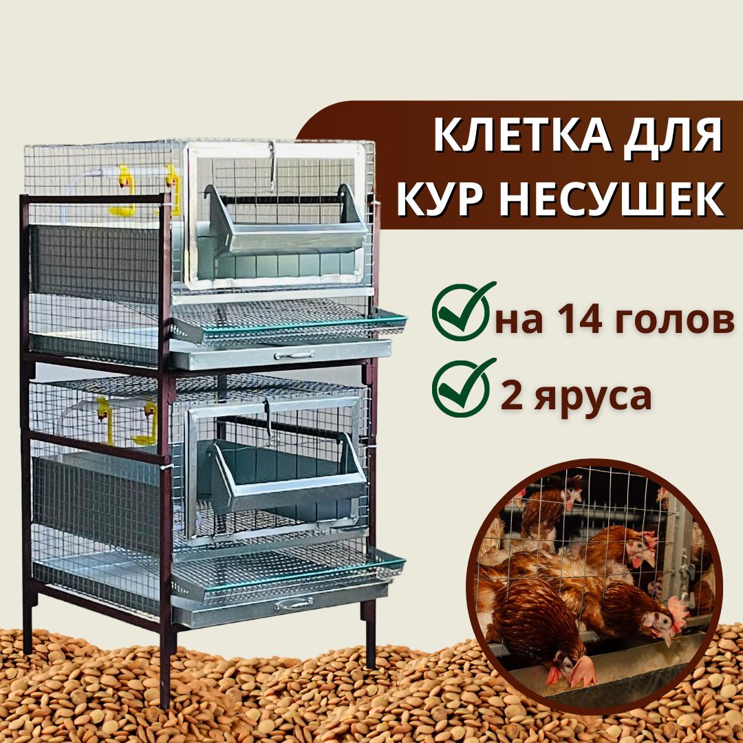 

Клетка для кур Удачный фермер 14 голов, в ассортименте, металл, 2 яруса, 82x65x133 см