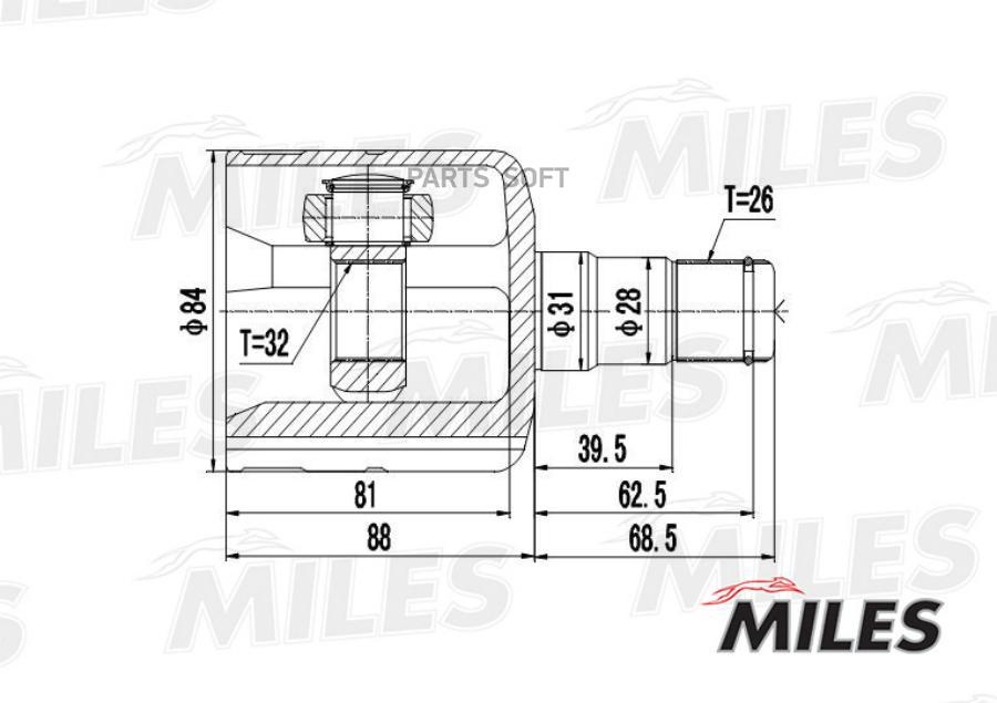 

MILES GA10010 ШРУС MILES GA10010 ШРУС AUDI A3/VW PASSAT/GOLF 1.6-2.0 03- внутр.