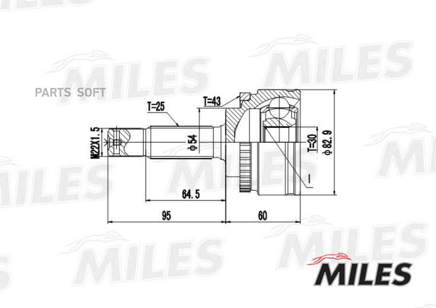 

MILES GA20258 ШРУС наружный MITSUBISHI COLT 1.6 96-05 (с ABS) (GKN 304324) GA20258