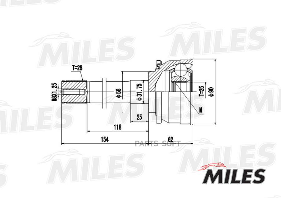 

MILES GA20275 ШРУС наружный MITSUBISHI PAJERO 2.5TD/3.0 94- (GSP 839018) GA20275