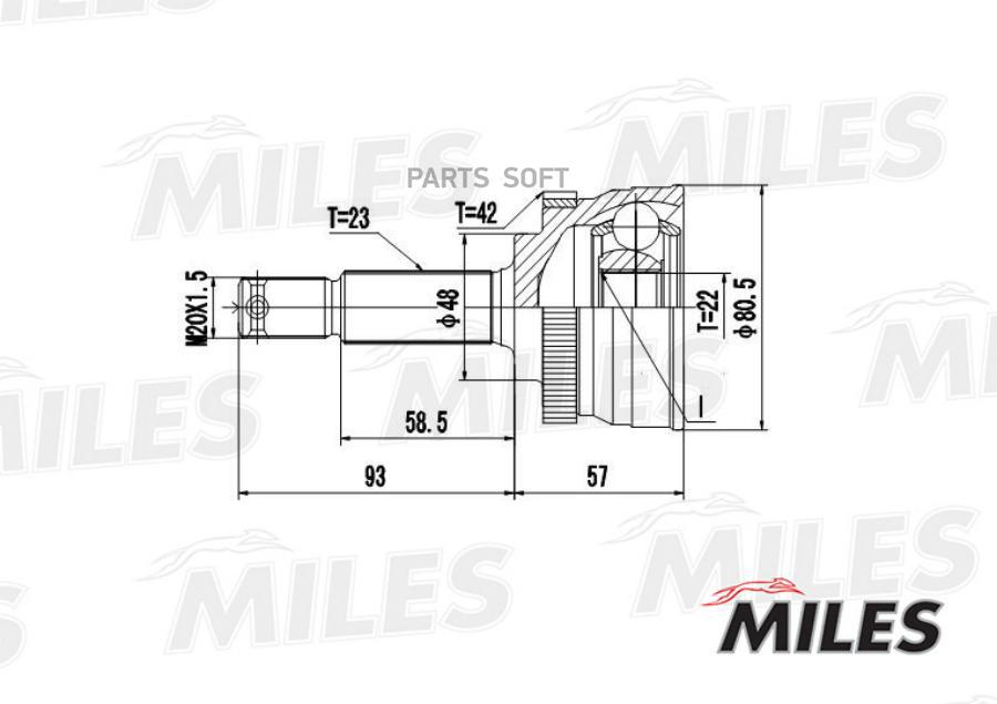 

MILES GA20303 ШРУС наружный NISSAN MICRA 1.0 92-03 (с ABS) (GKN 303310) GA20303