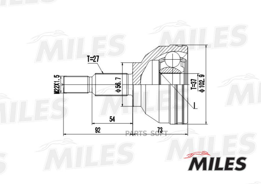 

MILES GA20393 ШРУС наружный RENAULT LAGUNA/ESPACE 2.0-2.2 02- (SKF VKJA5383) GA20393