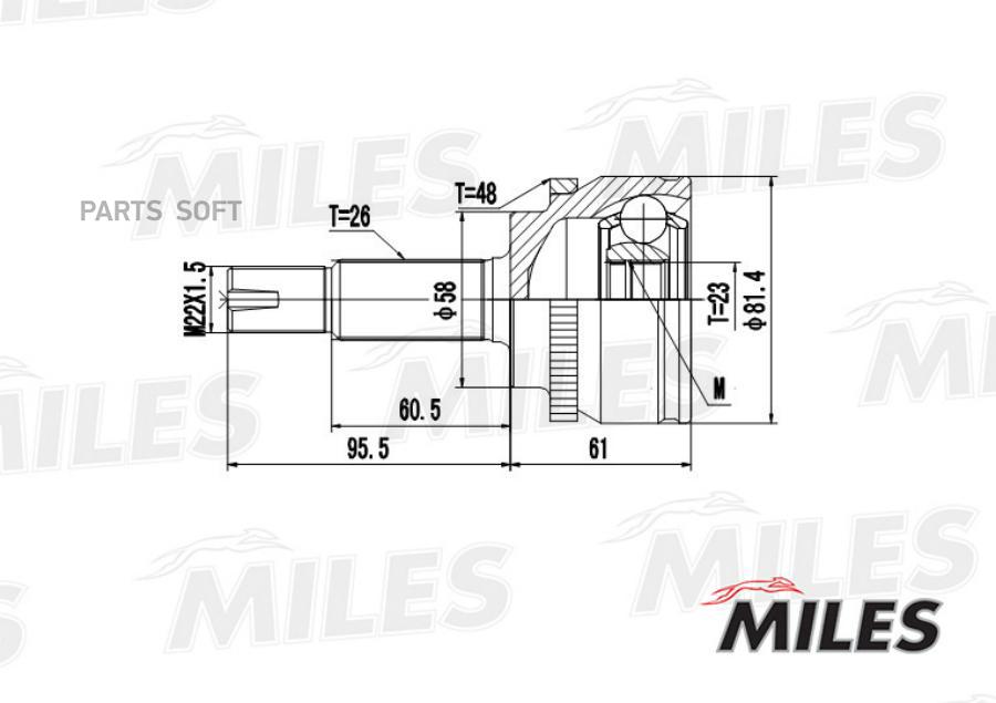 

MILES GA20474 ШРУС MILES GA20474 ШРУС TOYOTA COROLLA 1.4/1.6 02- нар.