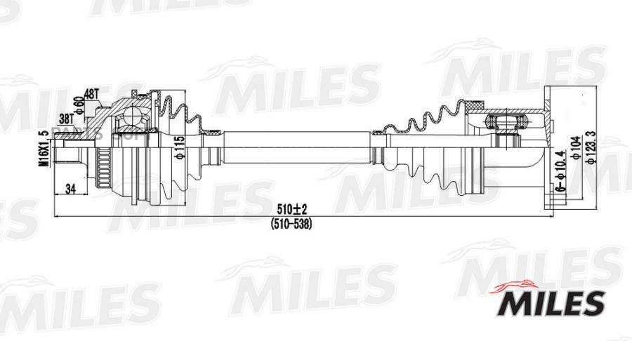 

MILES GC00131 Привод MILES GC00131 VW SHARAN/FORD GALAXY 1.8-2.8 95-06 лев/прав.