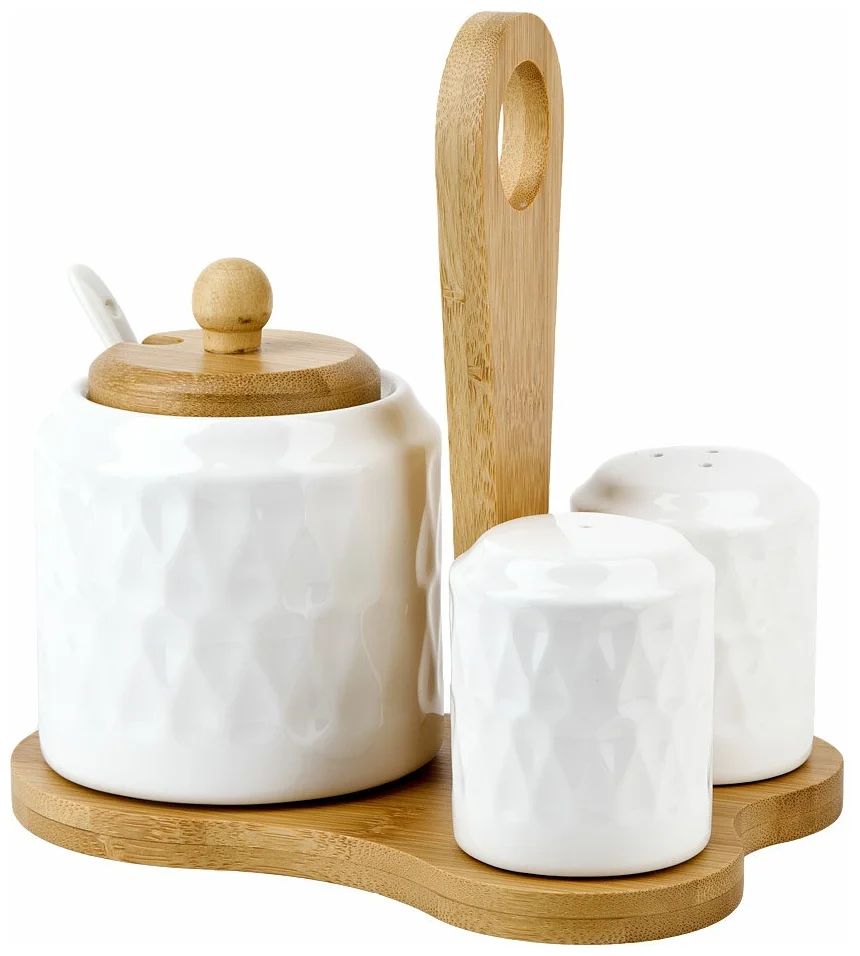 

Набор для специй Nouvelle Home Naturel с сахарницей и ложкой 15x11,5x15,5 см, Белый