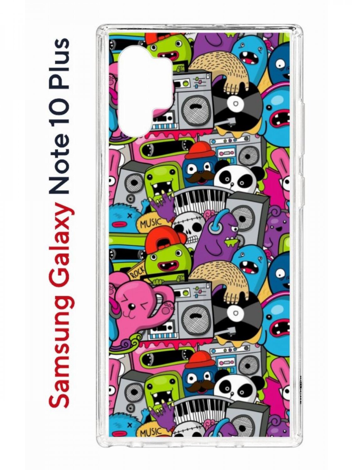 Чехол на Samsung Galaxy Note 10 Plus Kruche Print Monsters music,противоударный бампер