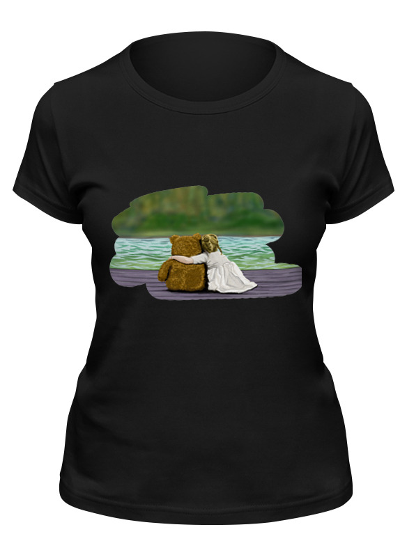 

Футболка женская Printio Мишка черная S, Черный, Мишка