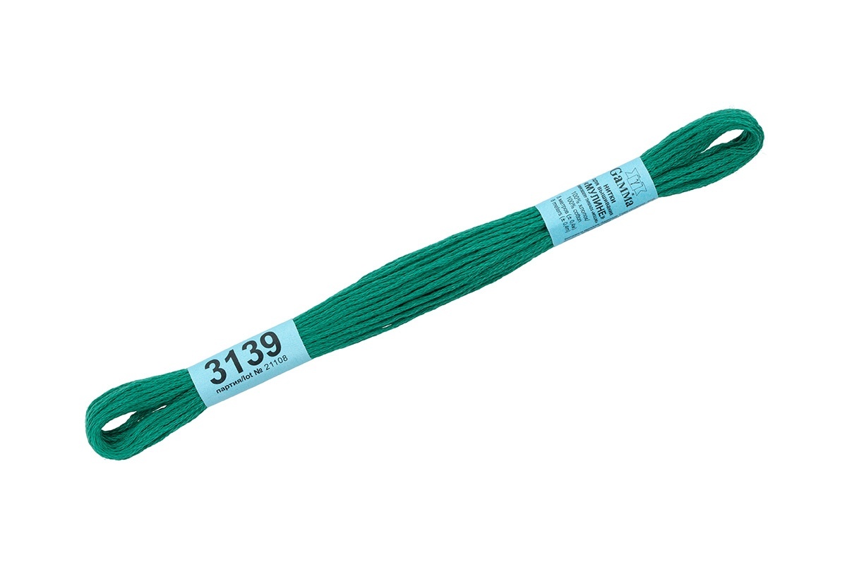 

Gamma мулине, 100% хлопок, 24х8 м, №3139, темно-зеленые, Зеленый