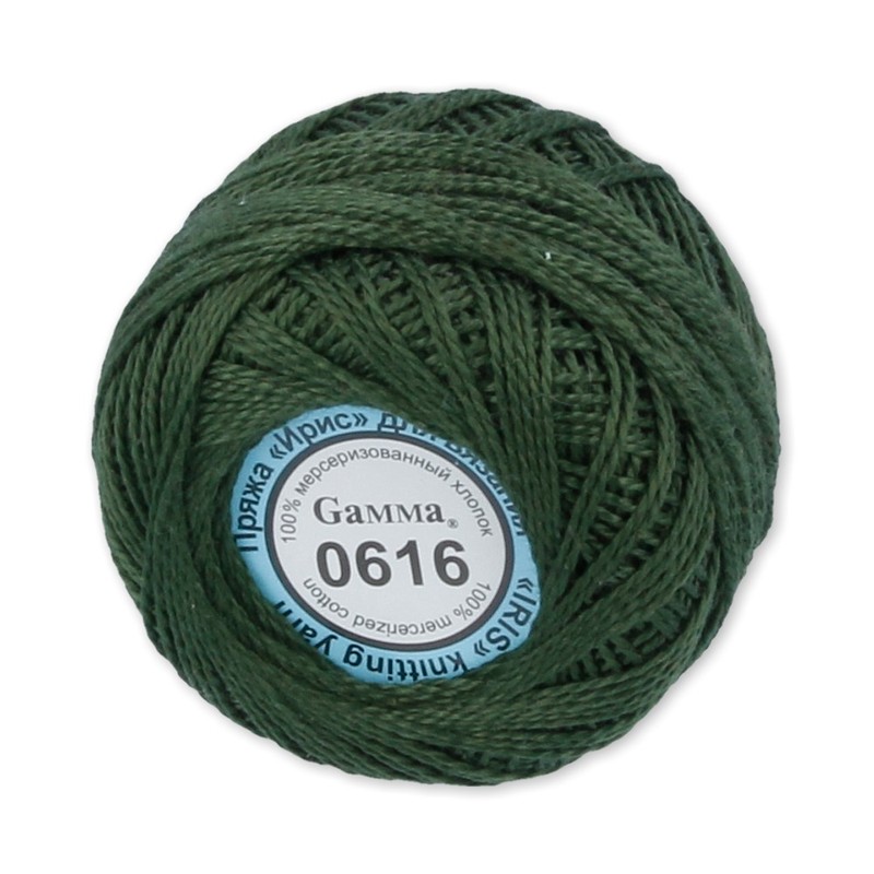 

Пряжа Gamma Ирис 100% хлопок, 10х10 г, 82 м+-3 м, №0616, темное хаки