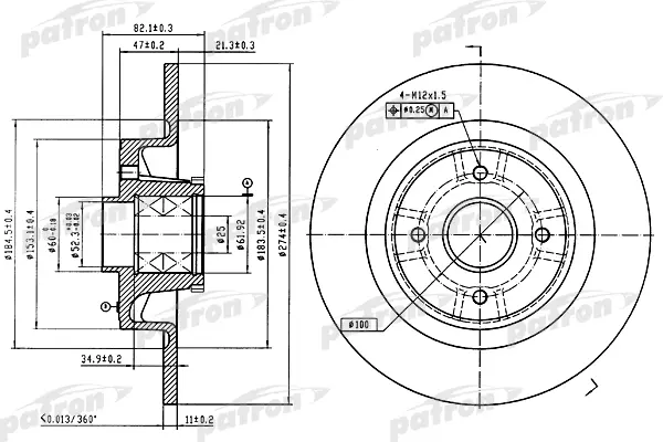 

Диск тормозной PATRON PBD7010