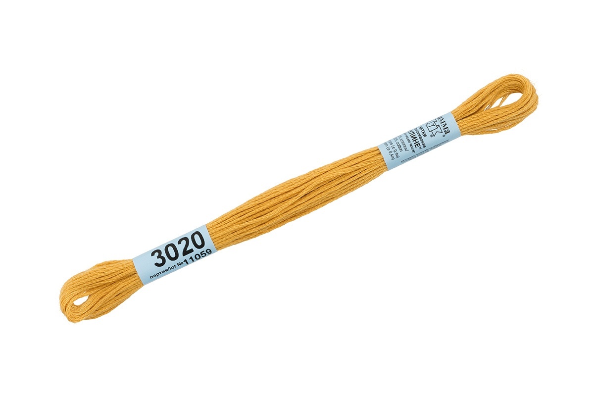 

Gamma мулине, 100% хлопок, 24х8 м, №3020, темно-желтые, Желтый