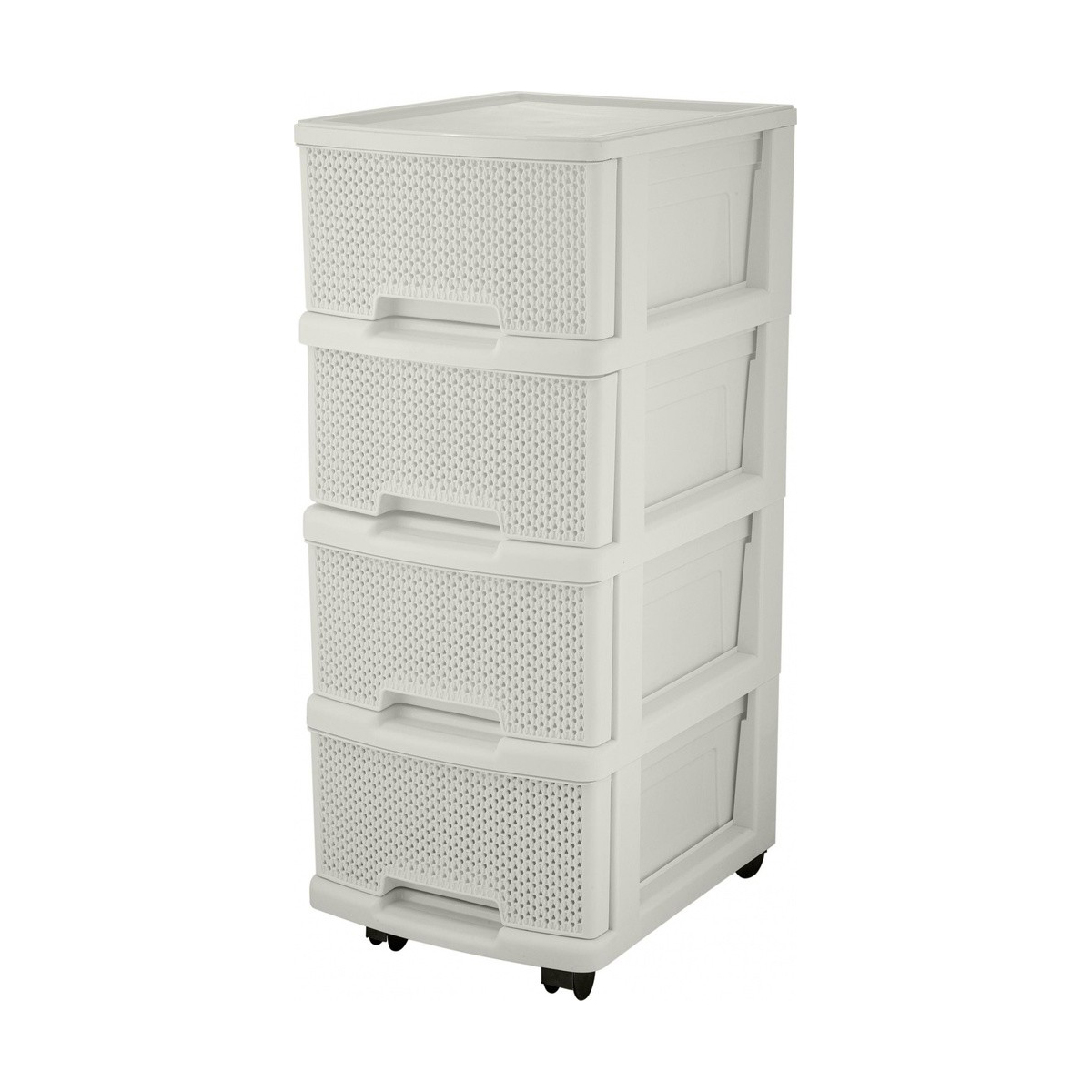 

Комод четырехсекционный на колесах Keeplex Ajur, 37 x 30 x 69 см, белое облако