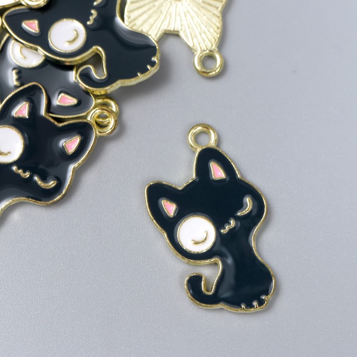 

Декор для творчества Арт Узор Котёнок с пятном на глазу чёрный 2,6х1,5 см, 12шт, Черный