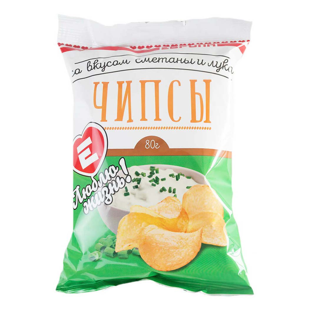 

Чипсы картофельные Люблю Жизнь со вкусом сметаны и лука 80 г