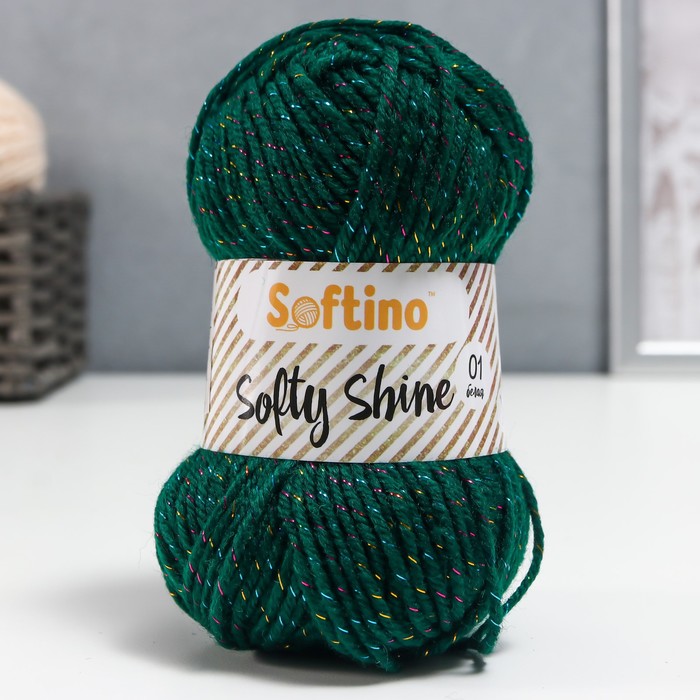 

Пряжа 70% акрил, 30% шёлк "Softy Shine" 50 гр 85 м цвет 29 зелёный мох (2 шт), Зеленый