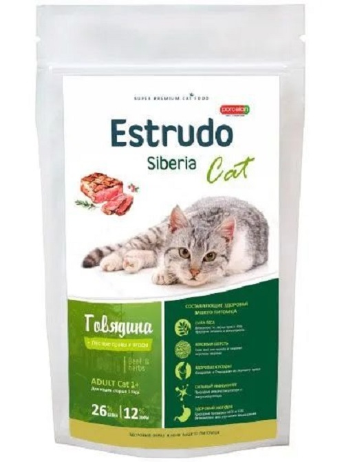 Корм для кошек PORCELAN Estrudo Siberia Cat говядина, 400 г