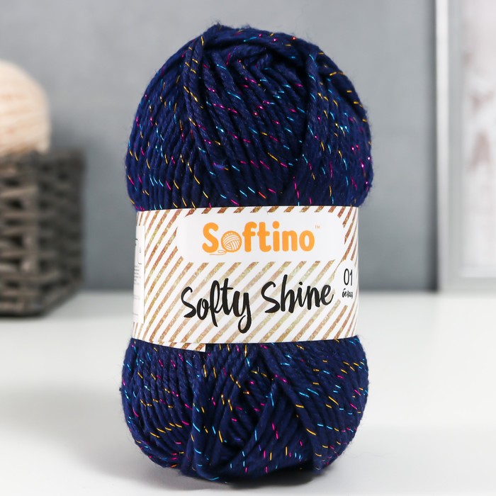 

Пряжа 70% акрил, 30% шёлк "Softy Shine" 50 гр 85 м цвет 36 глубокий синий (2 шт)